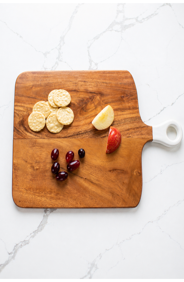 Jeanne Fitz Wood + White Collection Acacia Wood Square Charcuterie Board, Medium, Main, color, White, Brown