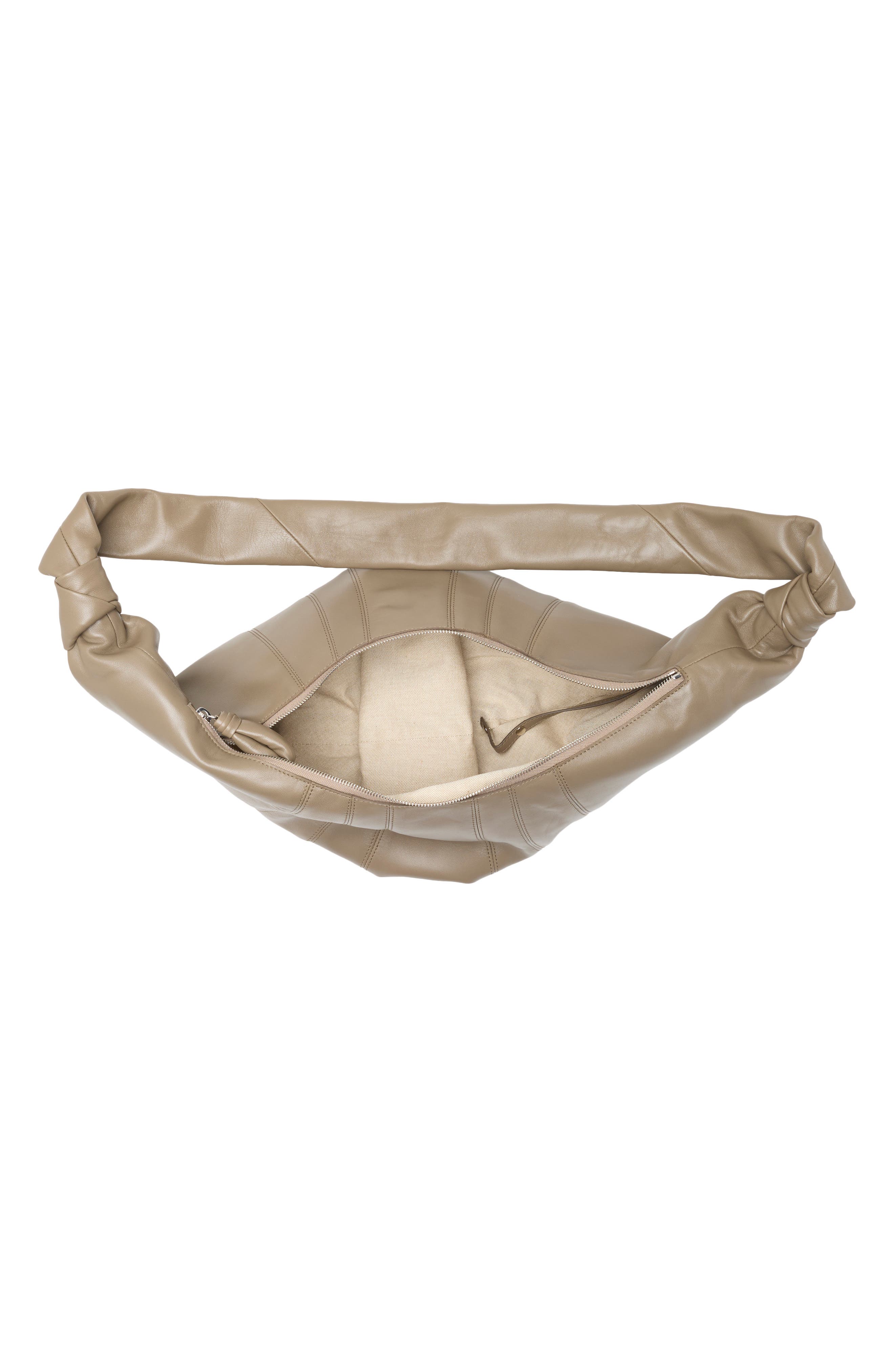 Large Croissant Leather Crossbody Bag, Alternate, color, DARK KHAKI