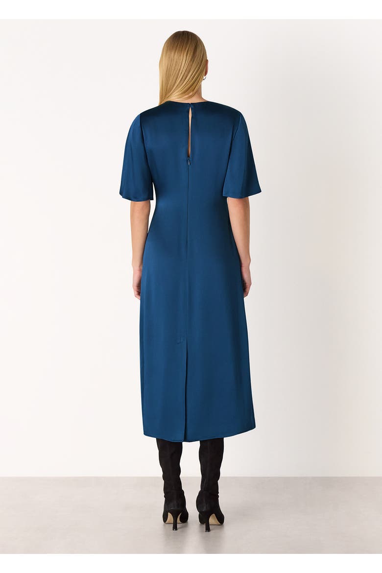Satin Twist Waist Midi Dress, Alternate, color, Blue
