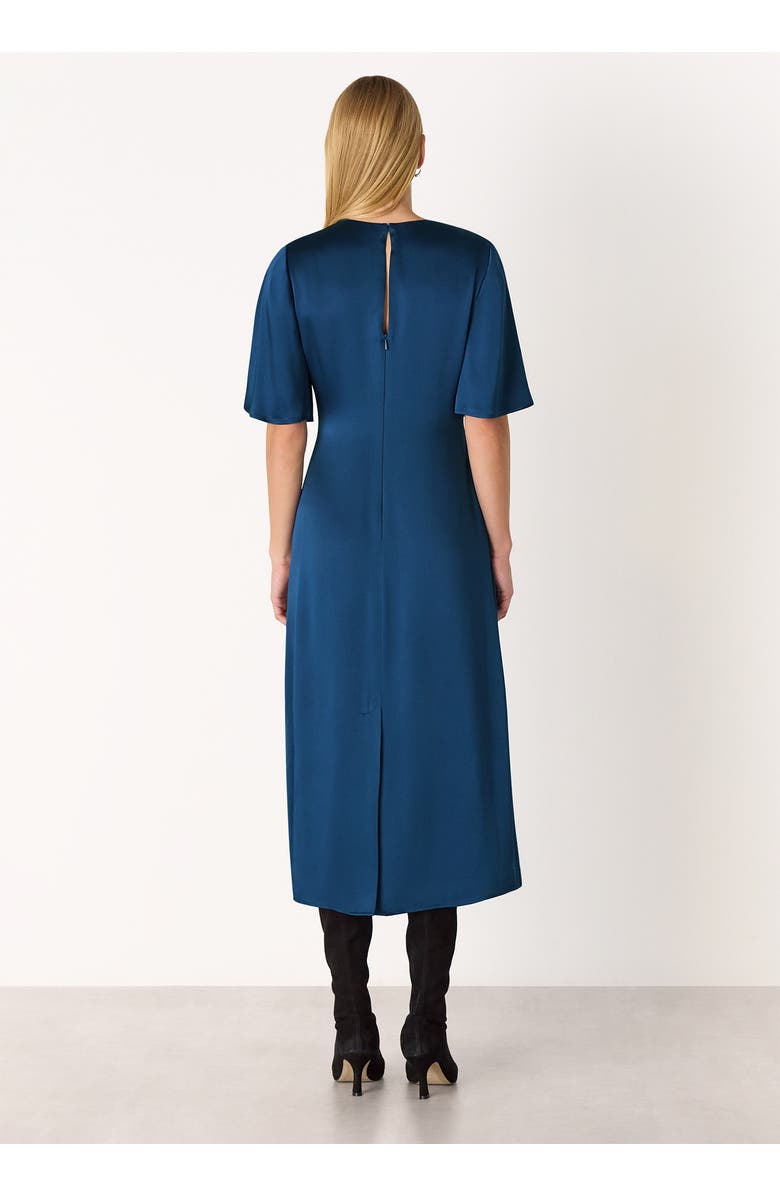 Whistles Satin Twist Waist Midi Dress, Alternate, color, Blue