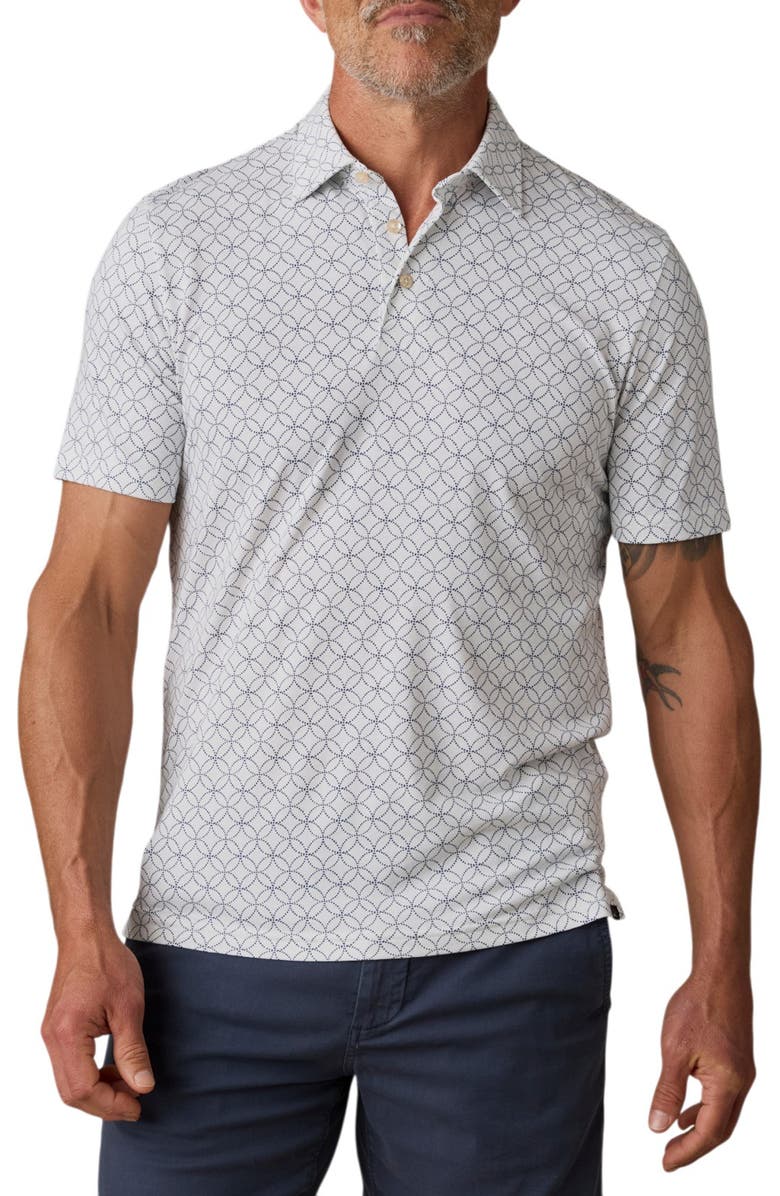 Faherty Movement Piqué Polo, Main, color, Ivory Blue Moonlight