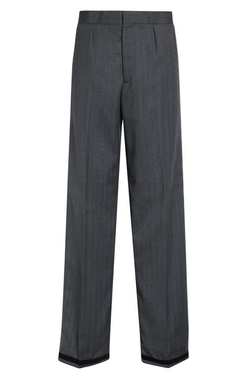 Maison Margiela Memory Of The Hem Herringbone Straight Leg Pants In Black
