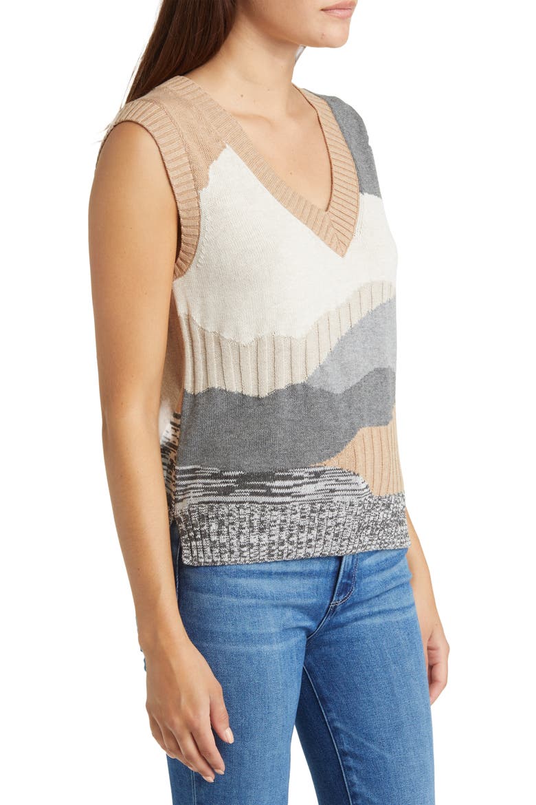 Vital Abstract Camo Jacquard Sweater Vest, Alternate, color, NEUTRAL MULTI