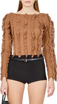 Endless Rose Ruffle Rib Knit Top