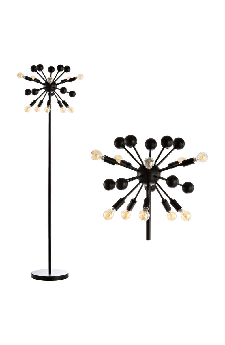 JONATHAN Y Orbit 10-Light 63" Modern Sputnik Metal LED Floor Lamp, Black, Main, color, Black