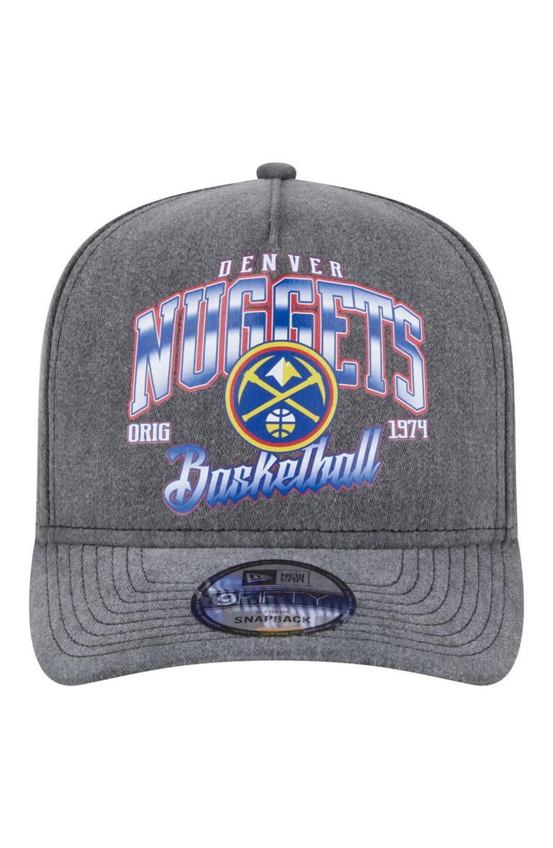 New Era Men's New Era Charcoal Denver Nuggets Throwback Washed Pre-Curved 9FIFTY Snapback Hat, Alternate, color, Charcoal