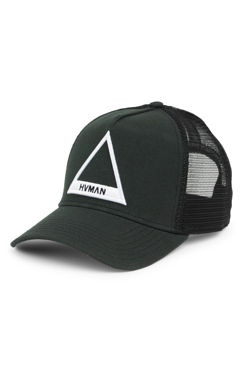 HVMAN Triangle Mesh Trucker Hat, Main, color, Black