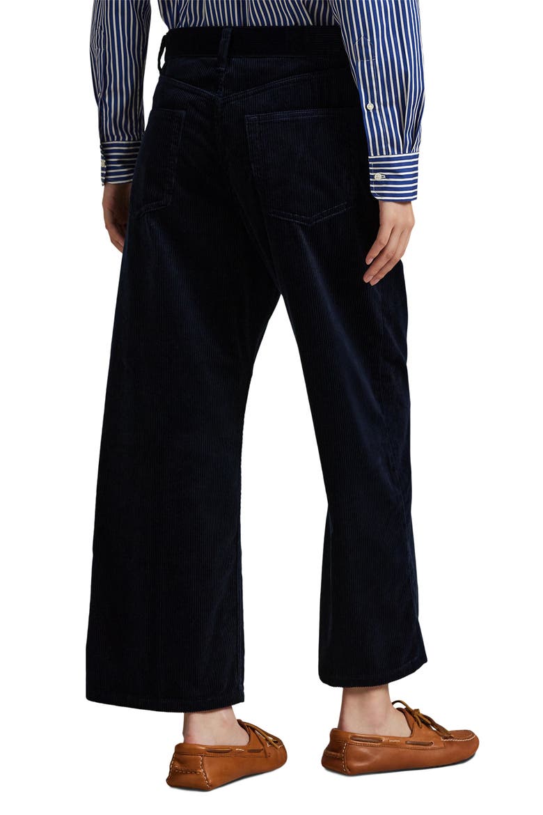 Wide Leg Crop Corduroy Pants, Alternate, color, NAVY