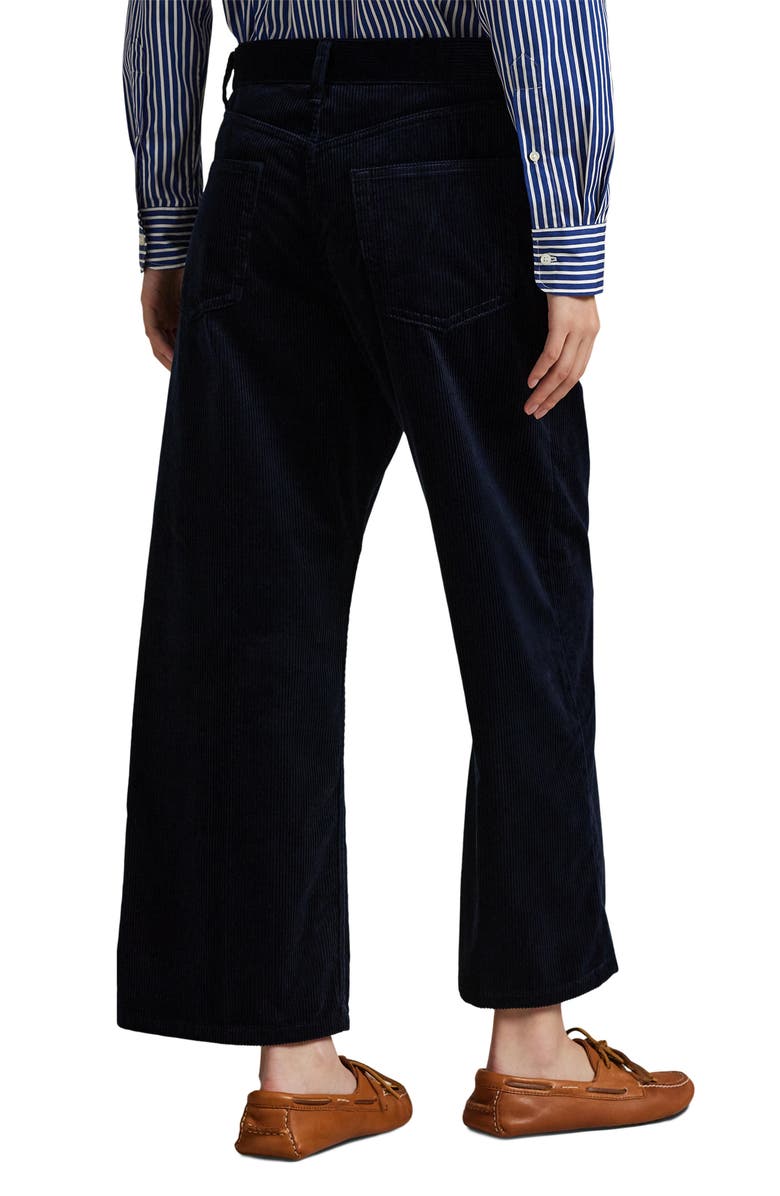 Polo Ralph Lauren Wide Leg Crop Corduroy Pants, Alternate, color, Navy