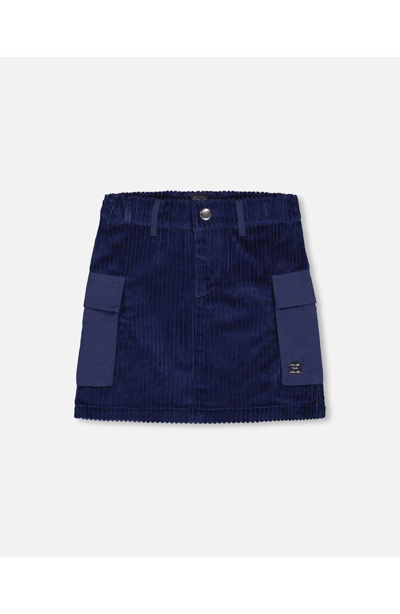 Deux par Deux Little Girl's Corduroy Cargo Pocket Skirt Navy, Main, color, 