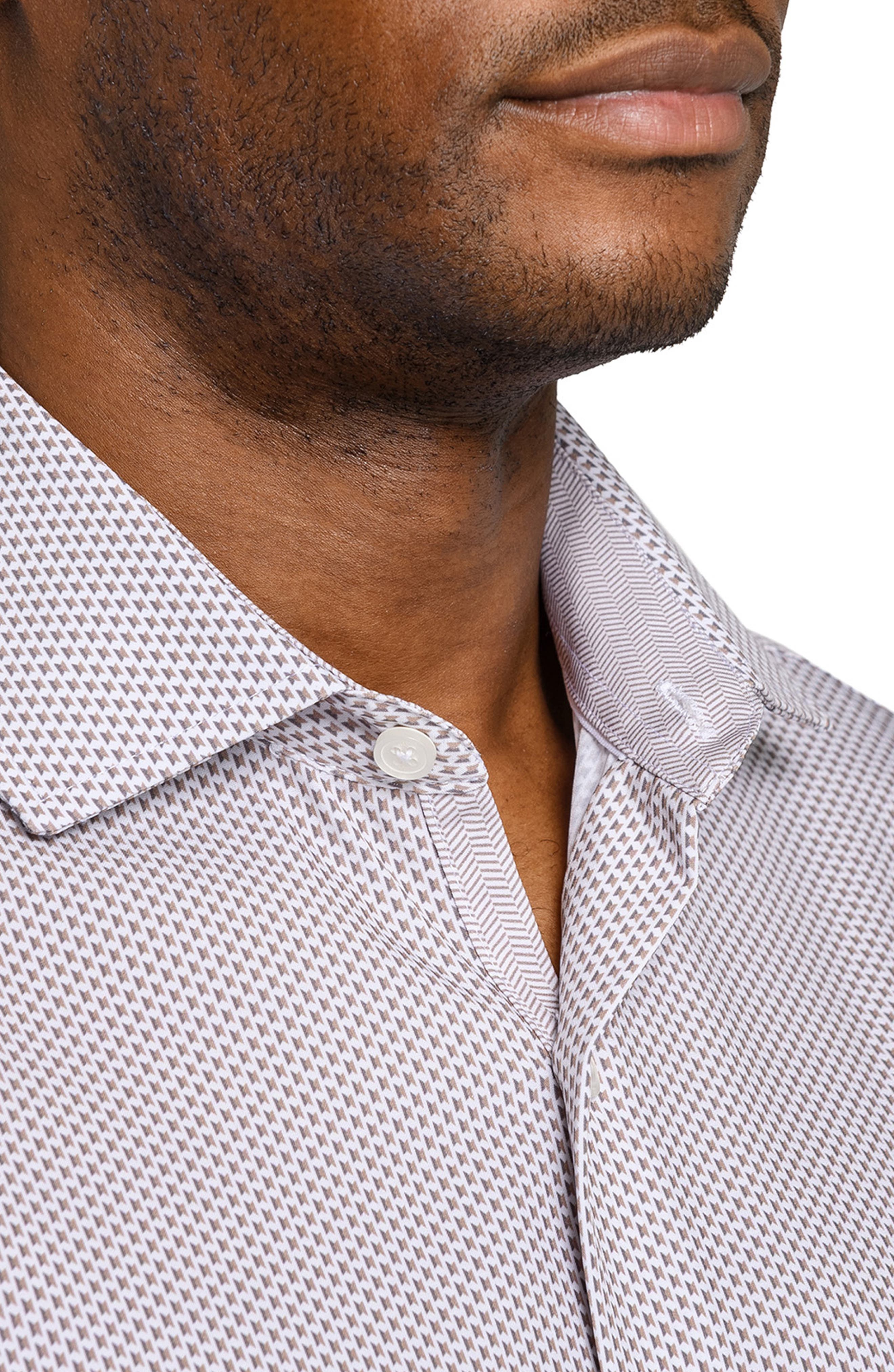 Slim Fit Tile Print Performance Dress Shirt - image 2