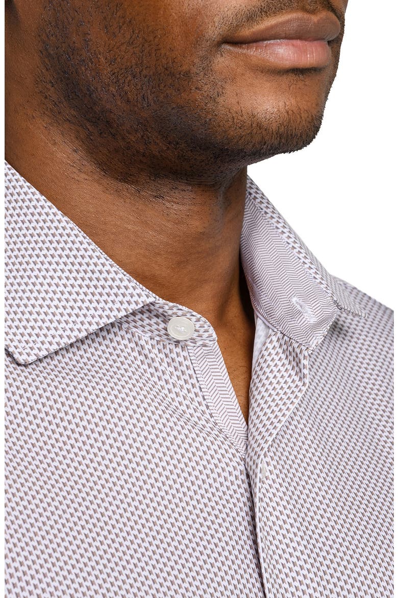 Slim Fit Tile Print Performance Dress Shirt, Alternate, color, KHAKI