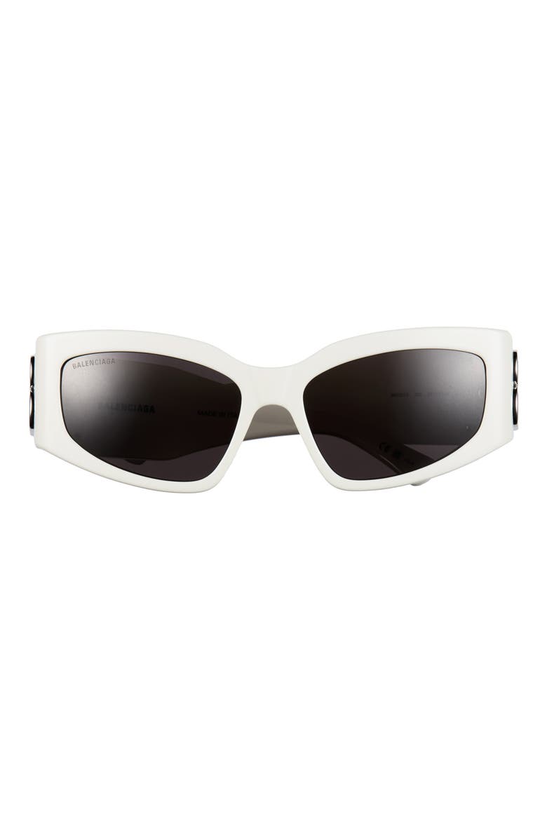 57mm Wrap Sunglasses, Main, color, WHITE WHITE GREY
