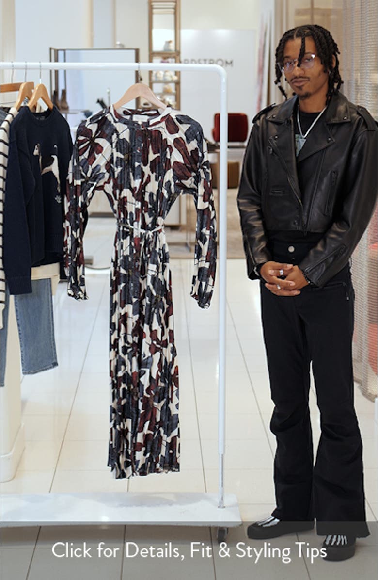 Floral Print Long Sleeve Shirtdress, sales video thumbnail