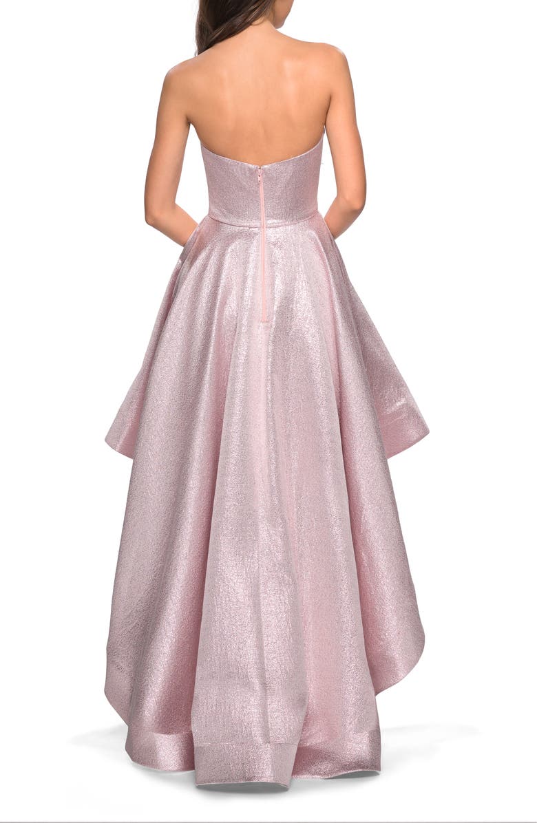 La Femme Strapless High/Low Gown, Alternate, color, 