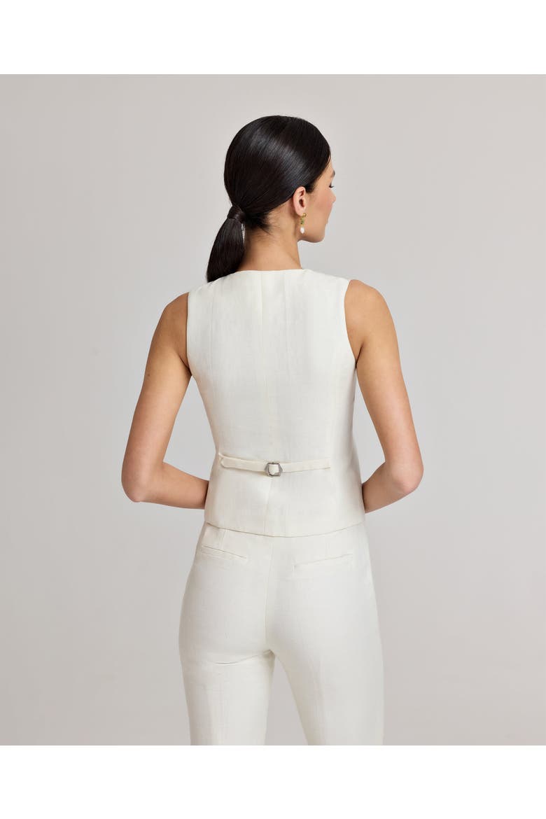 Meryl Linen Fitted Vest, Alternate, color, White