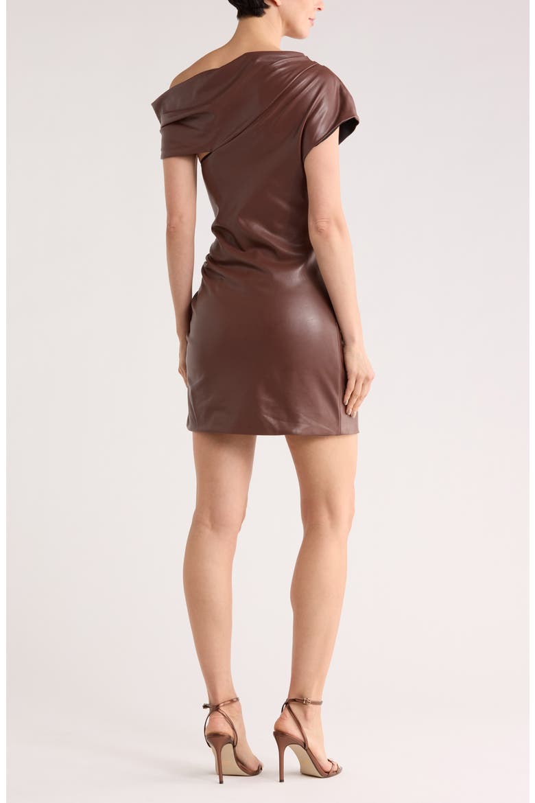 Nordi Faux Leather Ruched Minidress, Alternate, color, COFFEE