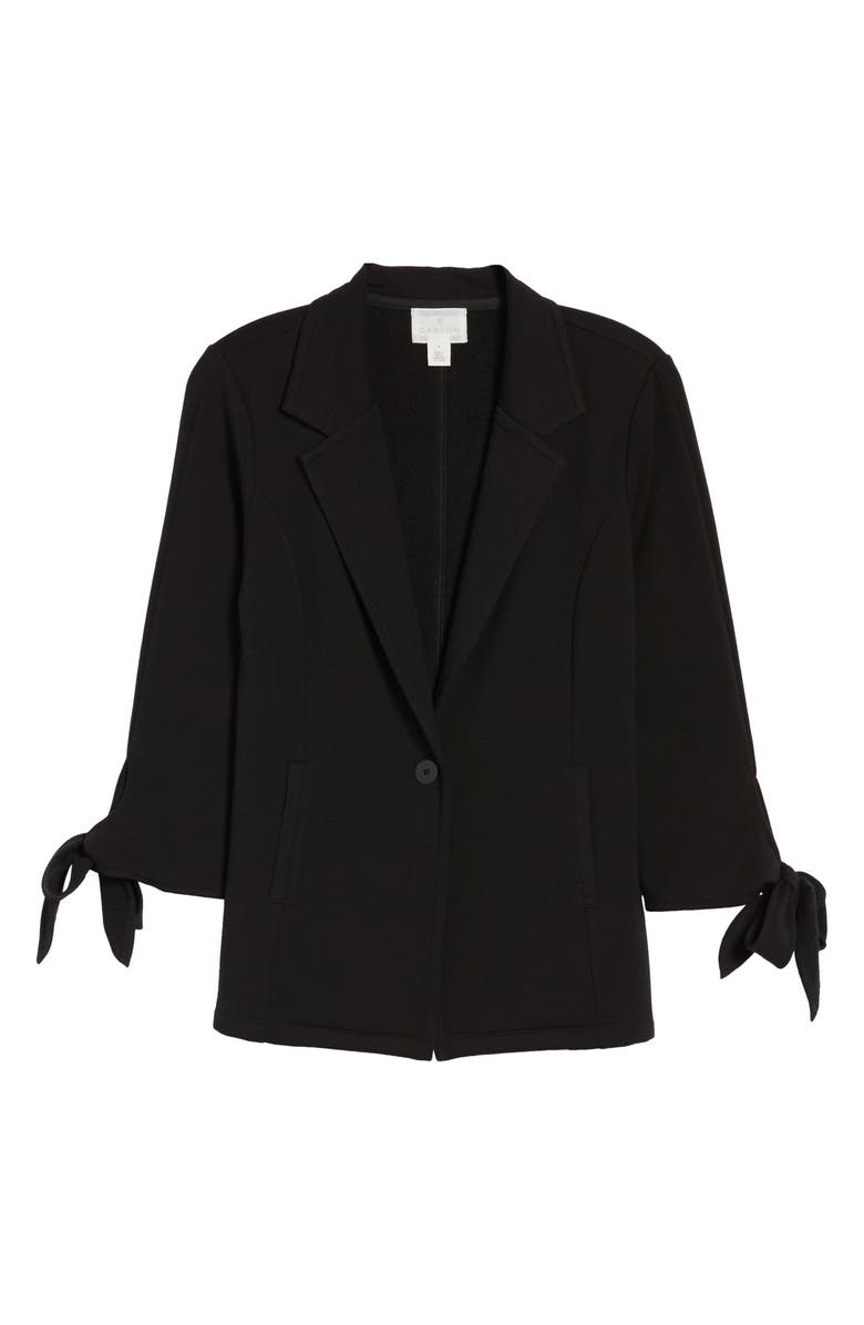 Caslon<sup>®</sup> Tie Sleeve Stretch Knit Blazer, Alternate, color,