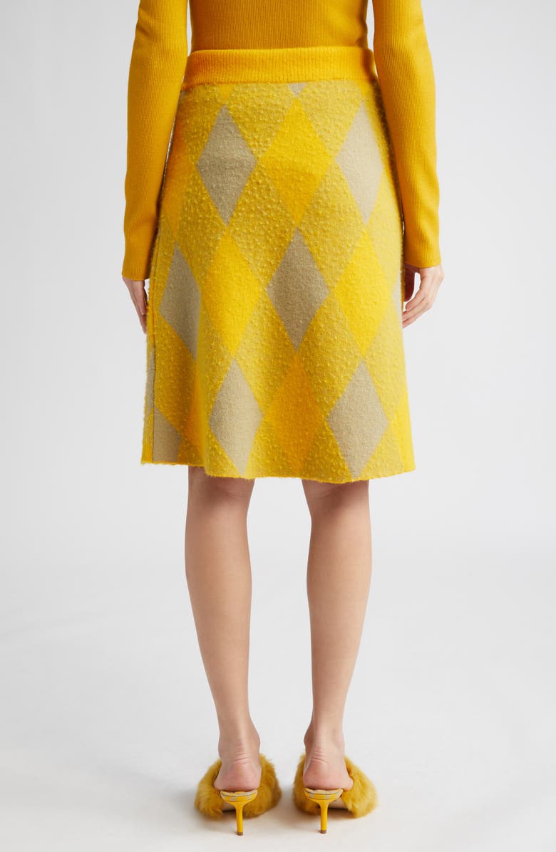 Burberry Equestrian Knight Argyle Brushed Wool A-Line Skirt, Alternate, color, 