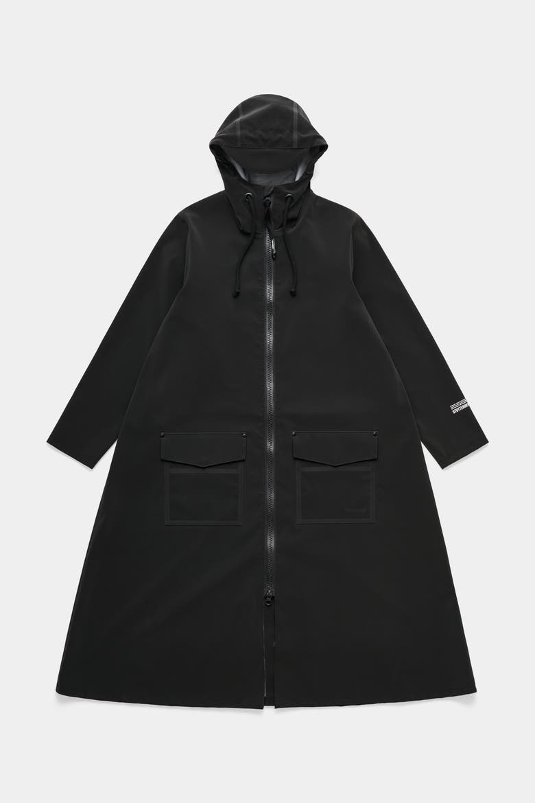 Mosebacke Long Patch Matte Raincoat, Alternate, color, Black