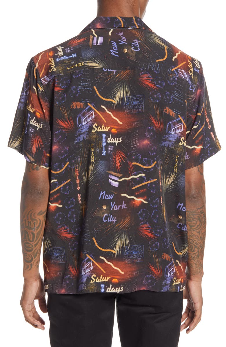 Saturdays NYC Canty Midnight Paradise Short Sleeve Button-Up Camp Shirt, Alternate, color,
