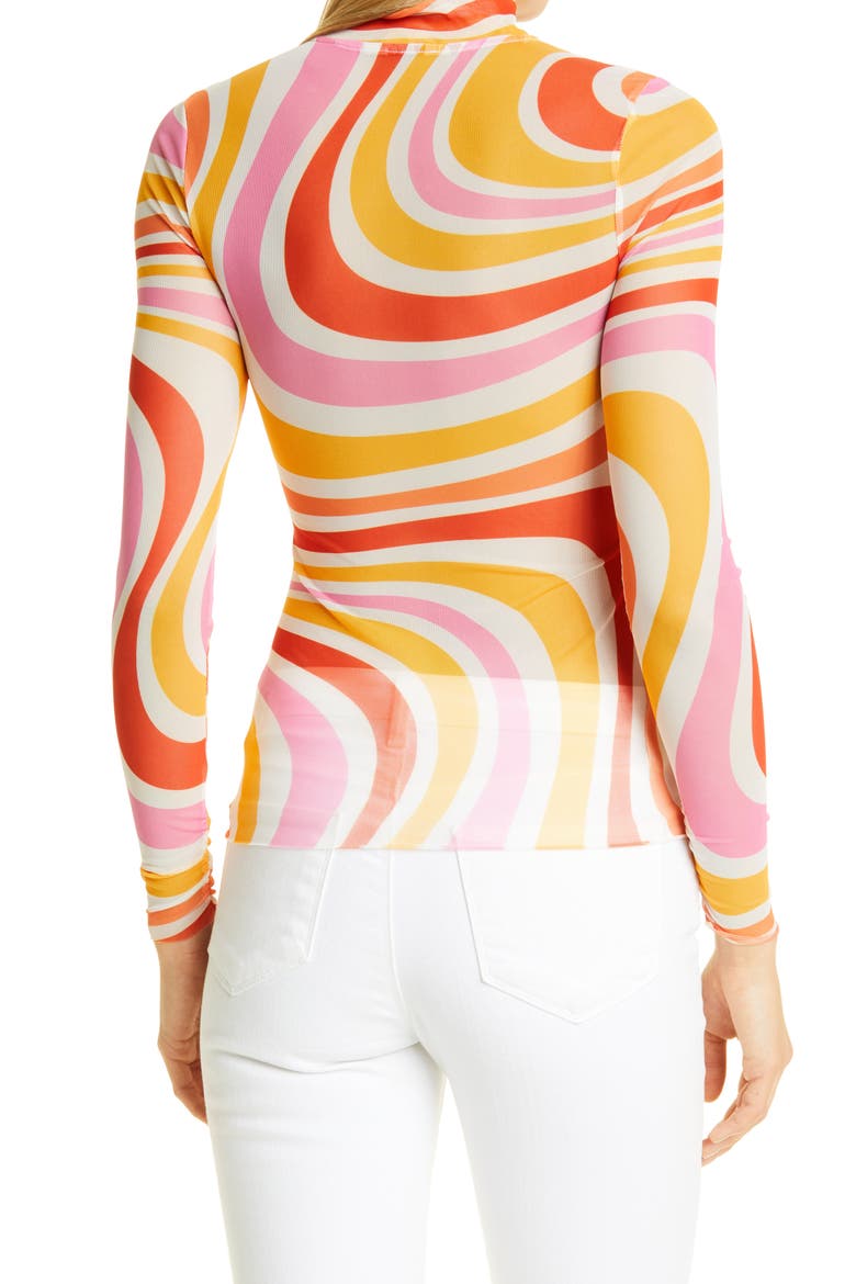 Sarrahh Swirl Stretch Mesh Turtleneck, Alternate, color, IVORY