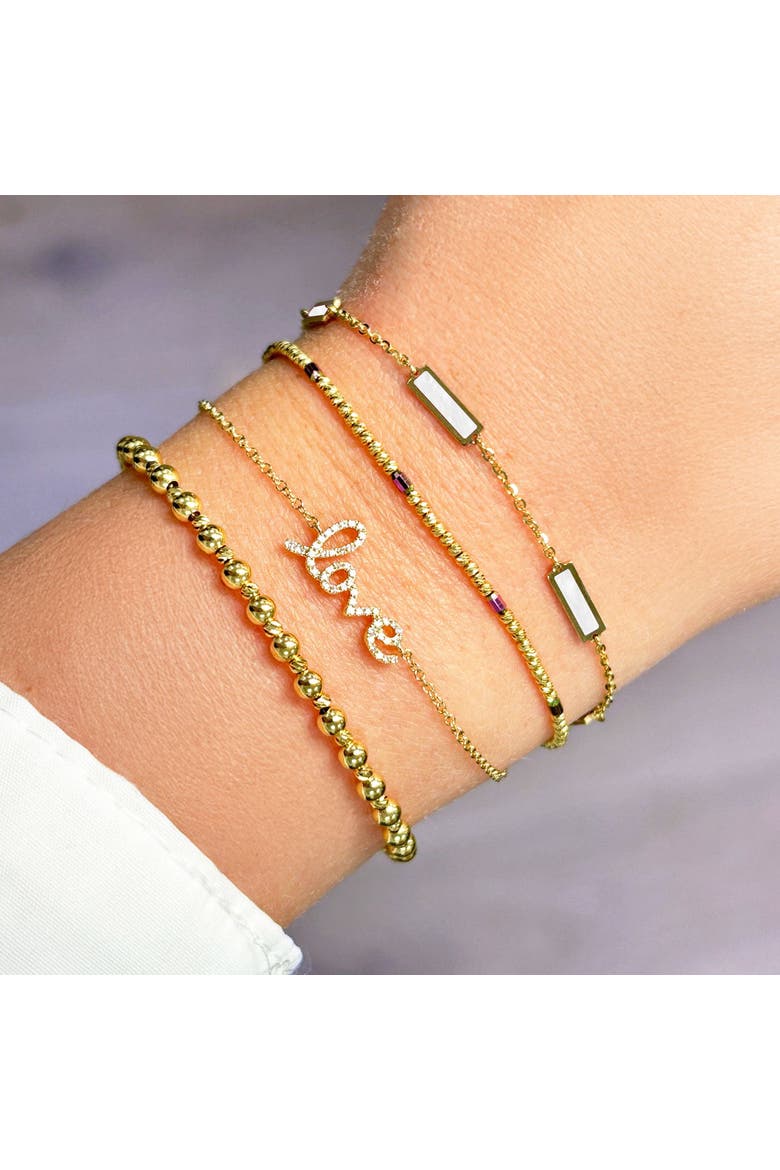 Mother of Pearl Bar Chain Bracelet, Alternate, color, White