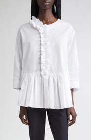 Max Mara Musa Flounce Detail Washed Cotton Poplin Shirt