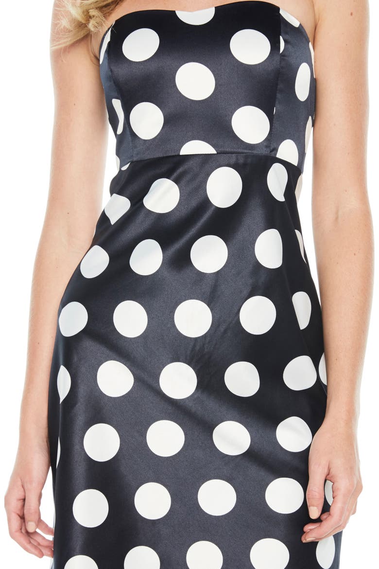 Sayer Dotted Tie Back Strapless Dress, Alternate, color, NAVY SPOT