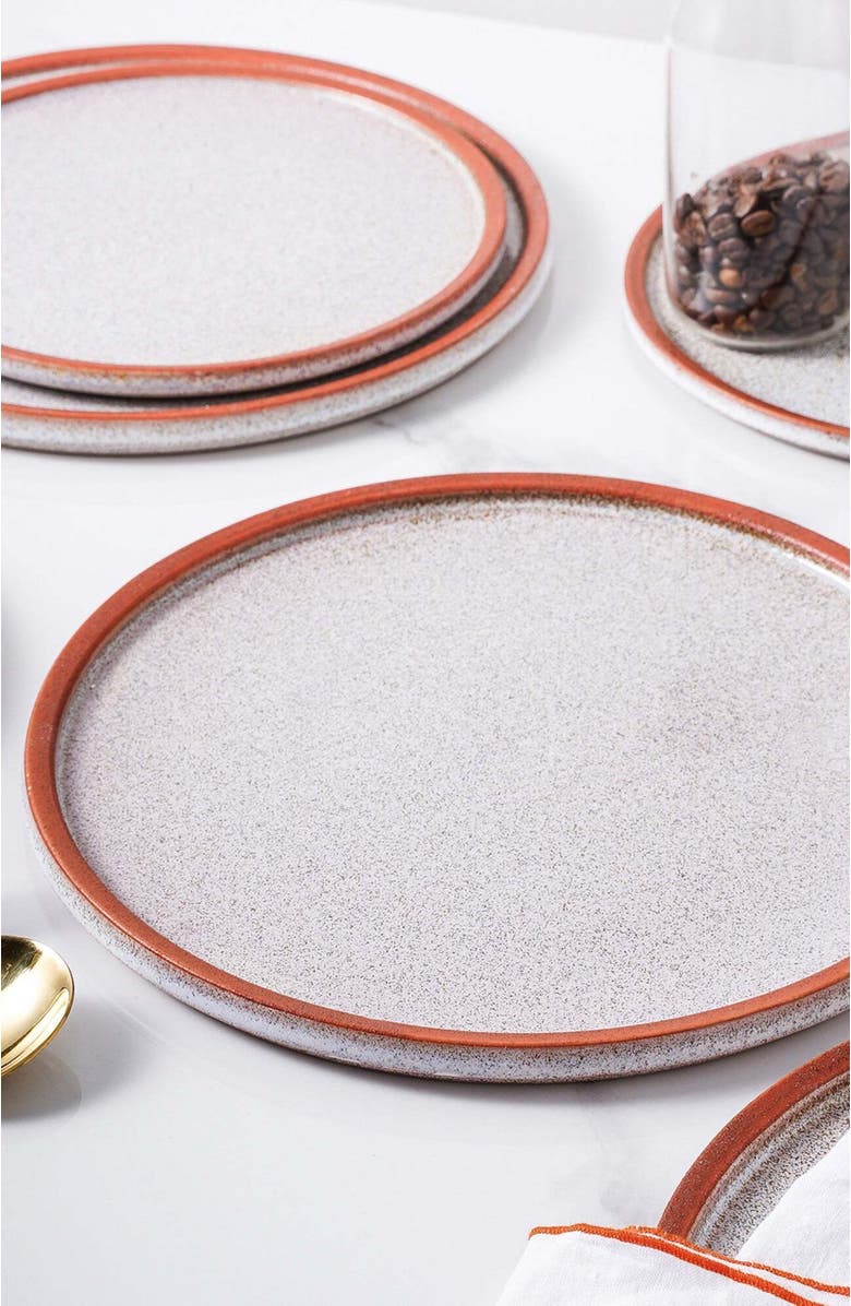 Stone Lain Vince Stoneware 4-Piece Dinner Plate Set, Alternate, color, Red