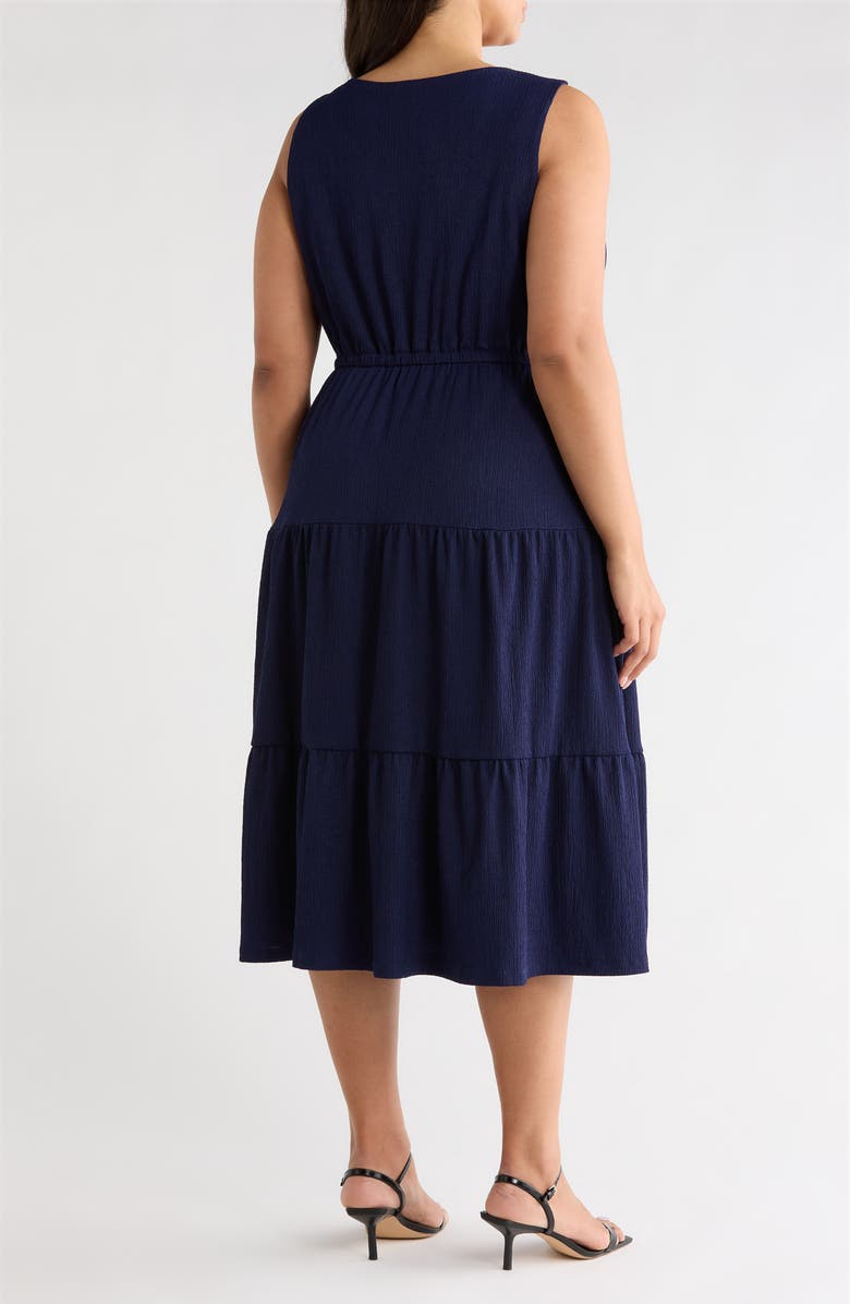 AK ANNE KLEIN Sleeveless Tiered Midi Dress, Alternate, color, Distant Mountain