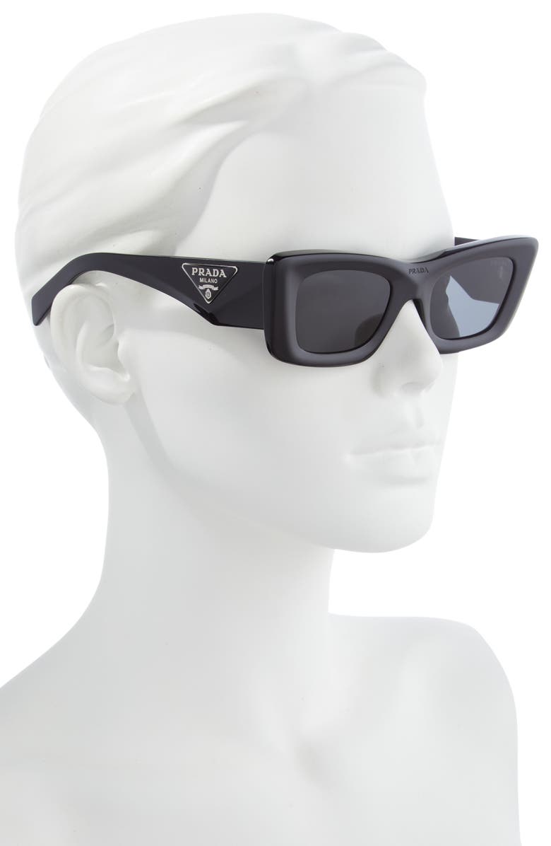 Prada 50mm Square Sunglasses, Alternate, color, Black