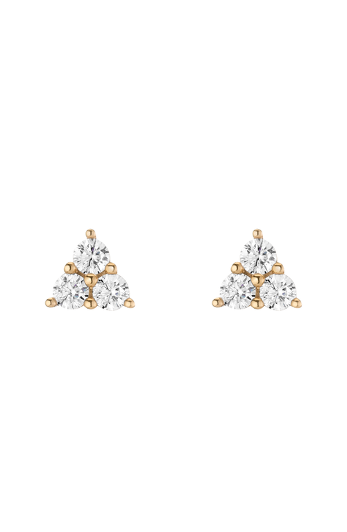 Aurate New York Lab Grown White Sapphire Trinity Stud Earrings In Gold