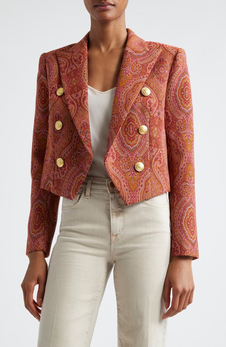 L'AGENCE Lila Paisley Boxy Blazer, Main, color, 