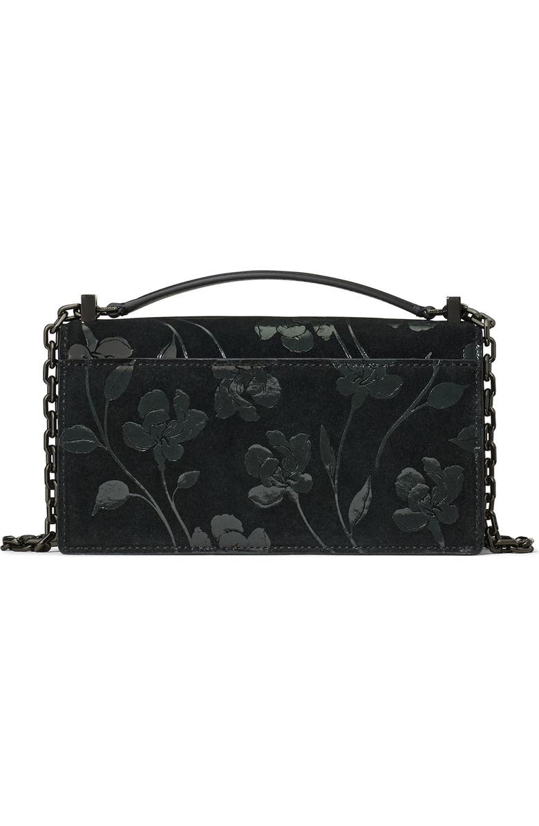 Kate Spade New York deco uptown blooms suede convertible shoulder bag, Alternate, color, Black