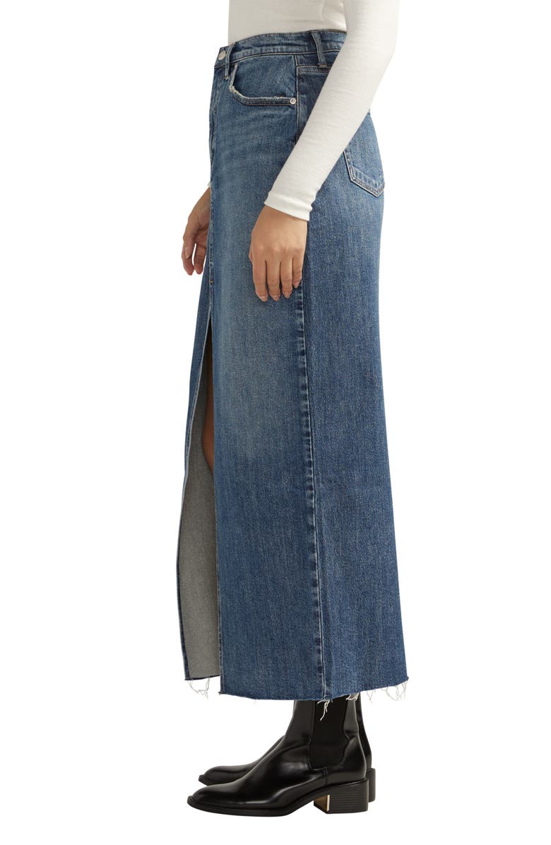 Silver Jeans Co. Front Slit Denim Midi Skirt, Alternate, color,