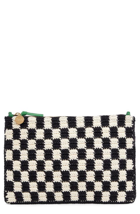Checkerboard Knit Flat Clutch