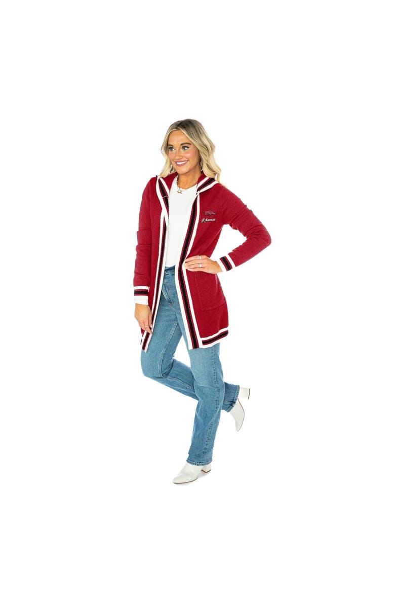 GAMEDAY COUTURE Women's Gameday Couture Crimson Arkansas Razorbacks Tri-Blend Rounded Stripe Cardigan, Alternate, color,