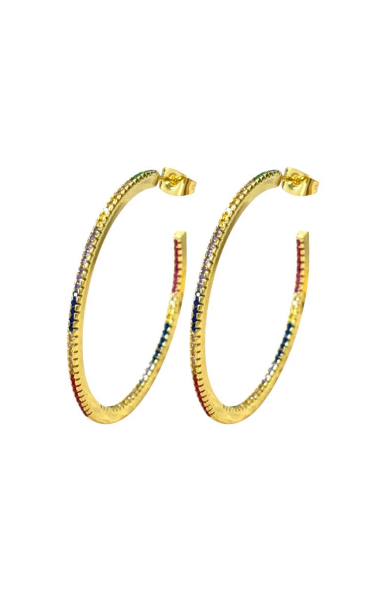 Hollywood Sensation Rainbow Hoop Earrings, Alternate, color, Gold