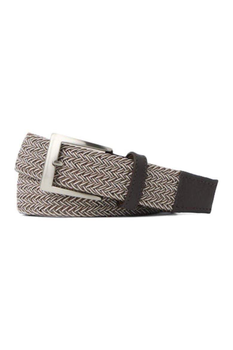 Stripe Stretch with Pebble Calf Tips, Main, color, Brown/White
