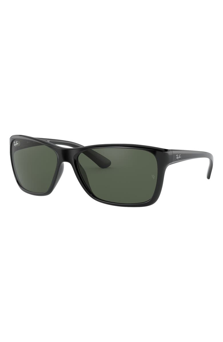 Ray-Ban 61mm Square Sunglasses, Alternate, color, Black/ Green