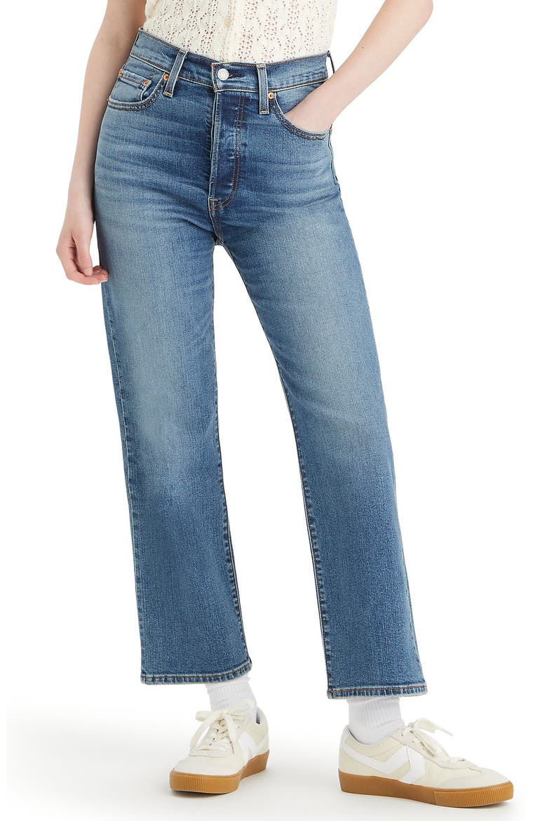 Ribcage High Waist Ankle Straight Leg Jeans, Main, color, ELEVATED TASTE