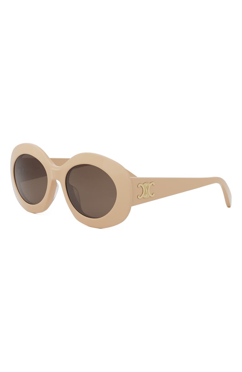 CELINE Triomphe 54mm Round Sunglasses, Alternate, color, Shiny Beige / Brown