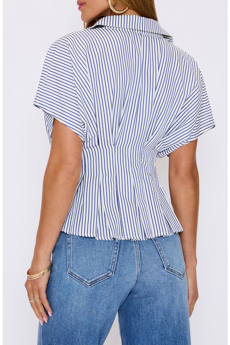 Marisa Stripe Cotton Blend Button-Up Shirt, Alternate, color, NAVY STRIPES