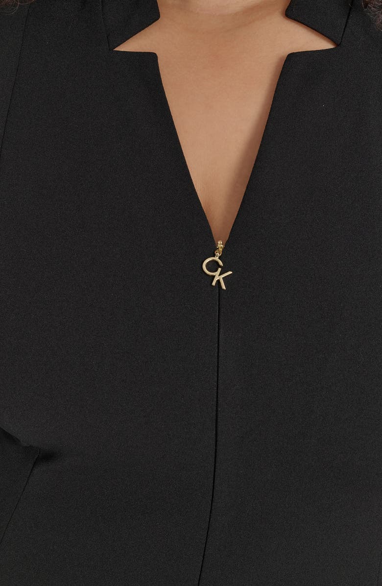 Calvin Klein Logo Zip Scuba Crepe Dress, Alternate, color, Black