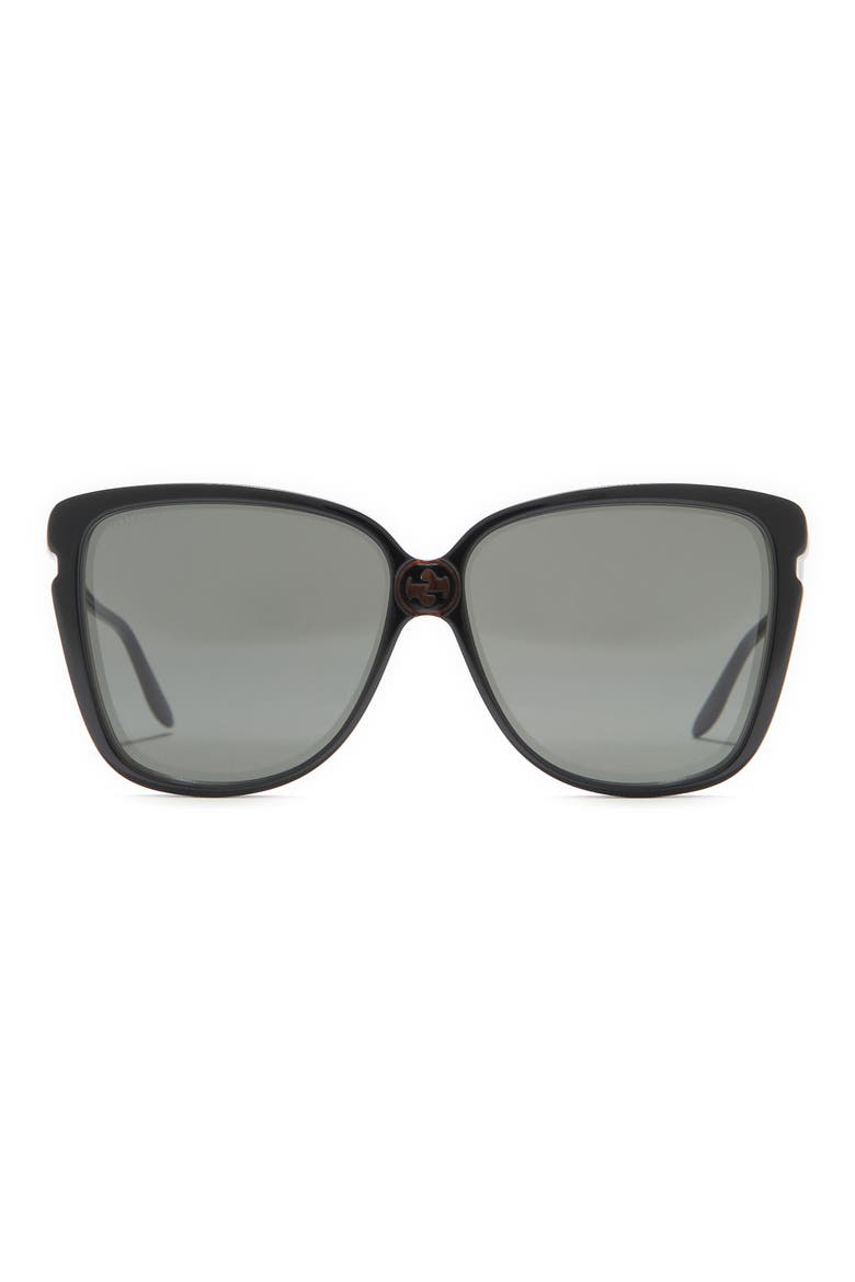 63mm Square Sunglasses, Main, color, BLACK