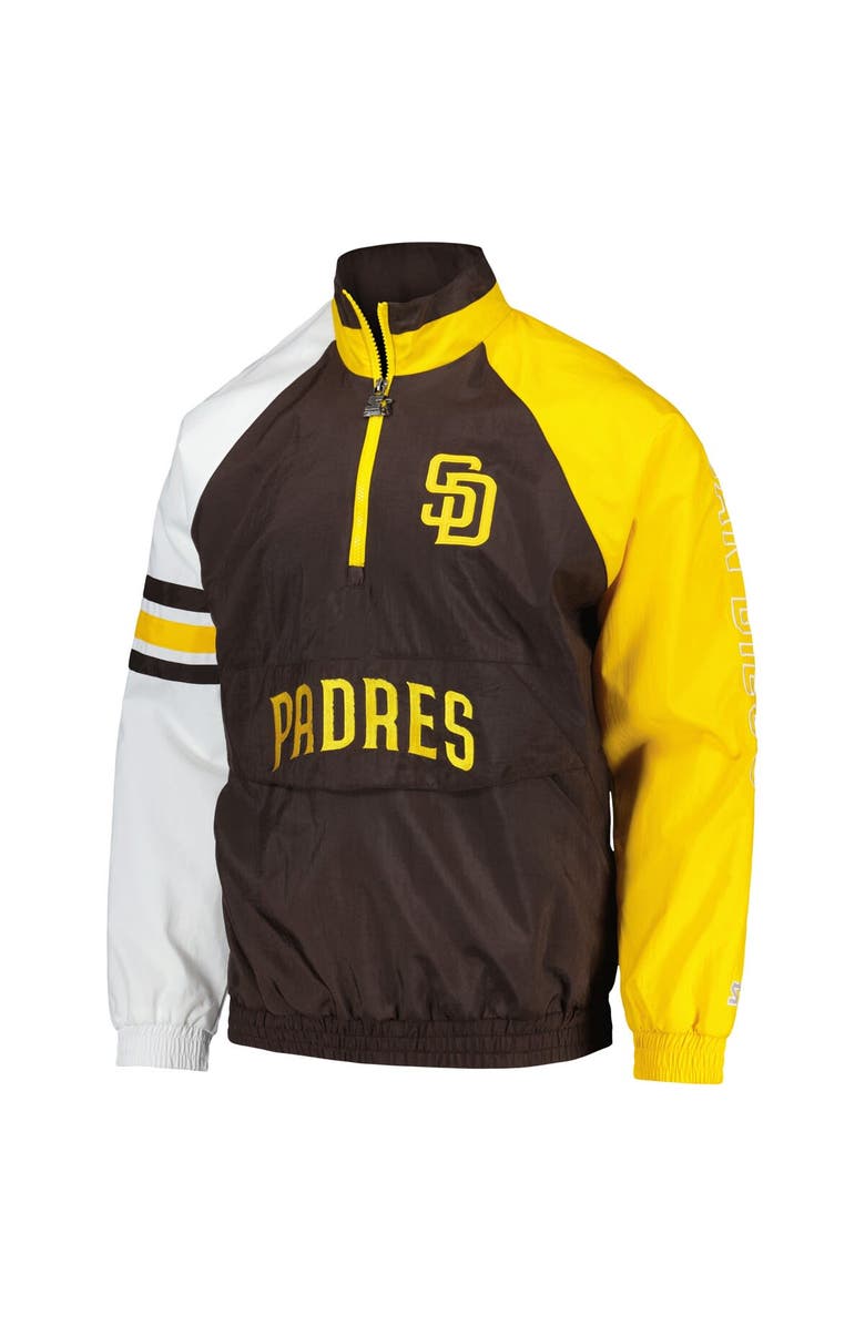 STARTER Men's Starter Brown/Gold San Diego Padres Elite Raglan Half-Zip Jacket, Alternate, color, Brown
