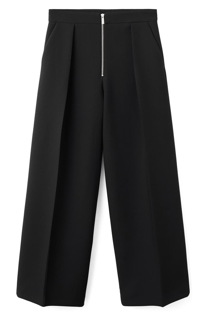 MANGO Pleated Zip Pants, Alternate, color, Black
