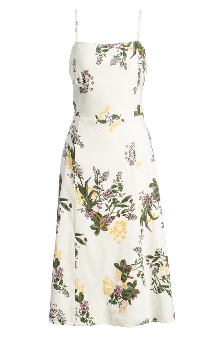Floral Print Midi Dress, Alternate, color, IVORY GHOST FLORAL