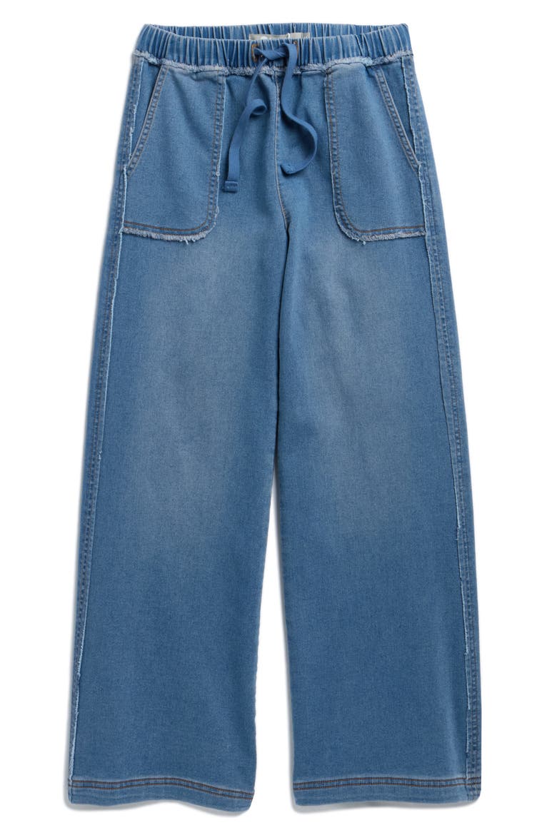 Kids' Pull-On Wide Leg Knit Denim Pants, Main, color, INDIGO